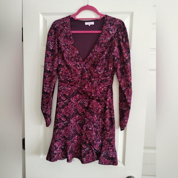 Parker Alison  Floral Long Sleeve Ruffle Dress Dress 0 - Picture 3 of 7